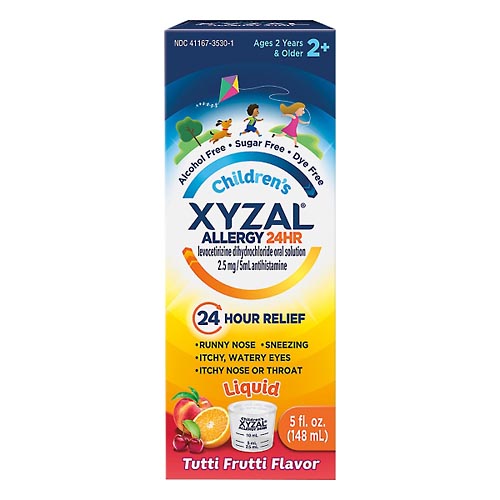 Image for Xyzal Allergy, 24 Hr, Children's, 2.5 mg, Oral Solution, Tutti Frutti Flavor,5oz from Keyes Drug