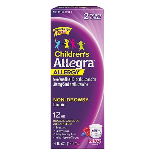 Image for Allegra Allergy Relief, 12 Hour, Liquid, Berry Flavor, Children's,4oz from Keyes Drug