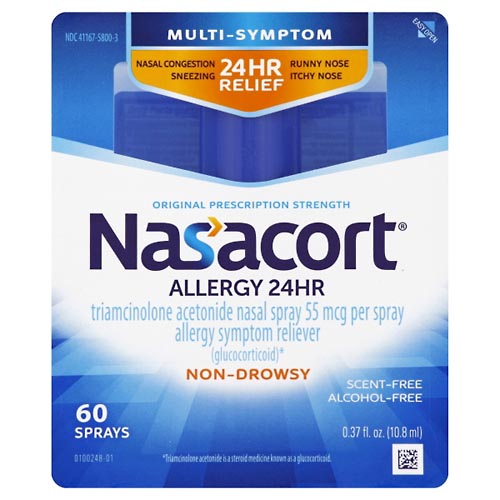 Image for Nasacort Allergy 24 HR, Multi-Symptom, Original Prescription Strength, 55 mcg, Nasal Spray,0.37oz from Keyes Drug