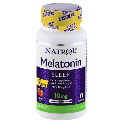 Image for Natrol Melatonin, Sleep, Maximum Strength, 10 mg, Tablets, Strawberry,60ea from Keyes Drug