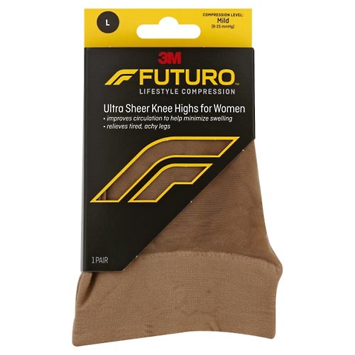 Image for Futuro Knee Highs, Energizing, for Women, Ultra Sheer, Nude, Large,1pr from Keyes Drug