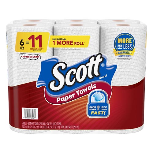 Image for Scott Paper Towels, Mega Rolls, Choose-A-Sheet, One-Ply,6ea from Keyes Drug