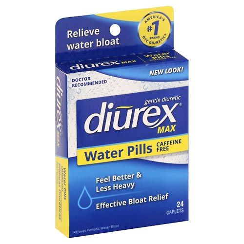 Image for Diurex Water Pills, Max, Caffeine Free, Caplets,24ea from Keyes Drug