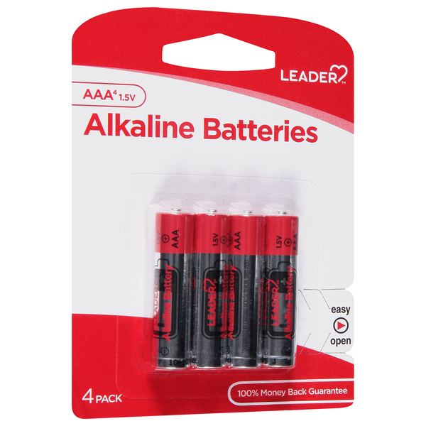 Image for Leader Batteries, Alkaline, AAA, 1.5V, 4 Pack, 4ea from Keyes Drug