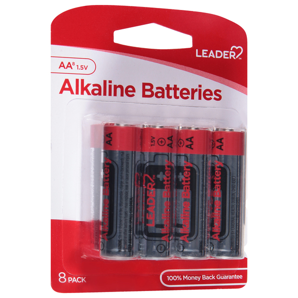 Image for Leader Batteries, Alkaline, AA, 1.5 Volt, 8 Pack, 8ea from Keyes Drug