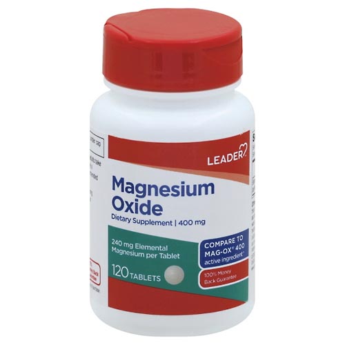 Image for Leader Magnesium Oxide, 400 mg, Tablets,120ea from Keyes Drug