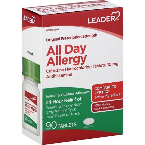 Image for Leader All Day Allergy Relief, 24 Hr,Original, Tablet,90ea from Keyes Drug