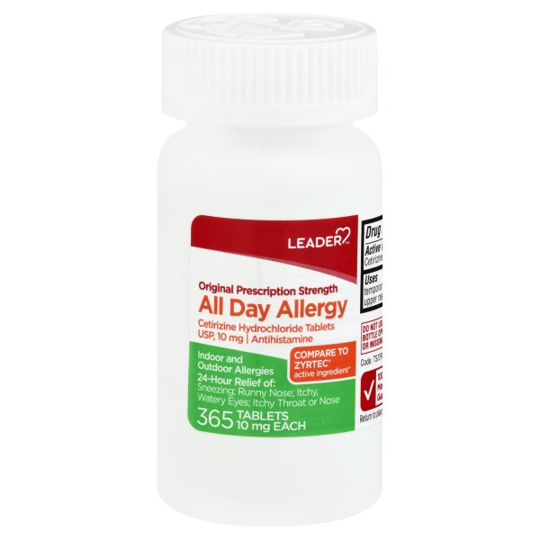 Image for Leader All Day Allergy, 10 mg, Original Prescription Strength, Tablets,365ea from Keyes Drug