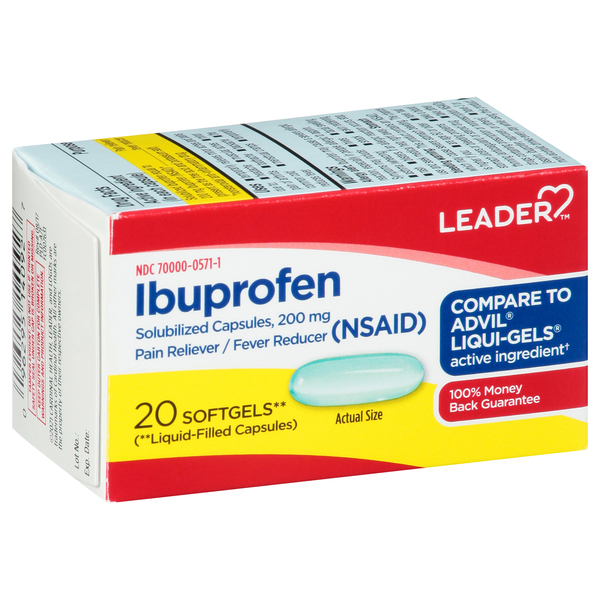 Image for Leader Ibuprofen, 200 mg, Softgels,20ea from Keyes Drug