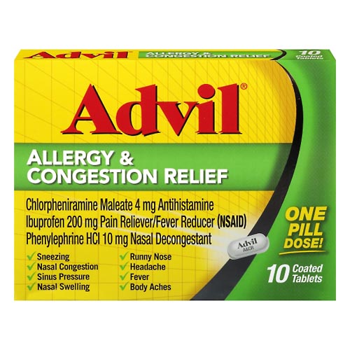 Image for Advil Allergy & Congestion Relief, Coated Tablets,10ea from Keyes Drug