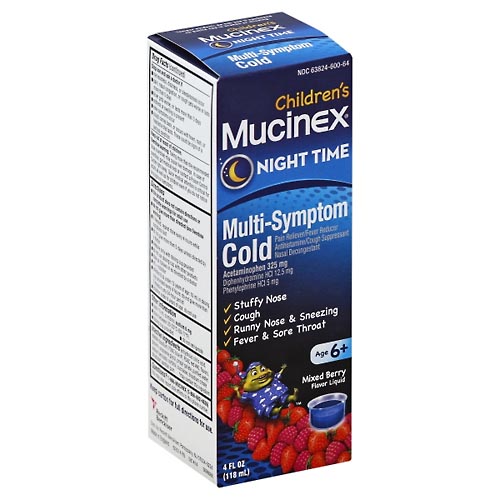 Image for Mucinex Cold, Multi-Symptom, Night Time, Mixed Berry Flavor, Liquid,4oz from Keyes Drug