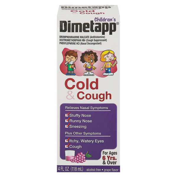 Image for Dimetapp Cold & Cough, Grape, Children,4fl oz from Keyes Drug